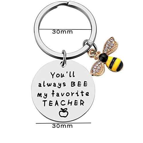 Meester Keychain Teacher Appreciation Gift Teacher Day sieraden Je werd altijd mijn favoriete leraar Keychain, Silver, M, siliver