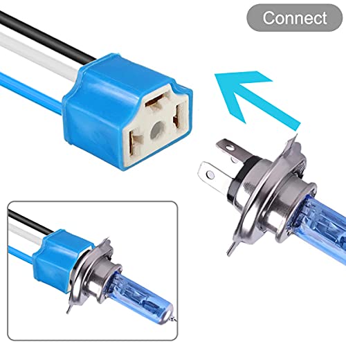 4Pcs H4 Connector Plug Keramische Lamp Fitting Adapter, HB2 9003 Bedrading Harnas Connector voor Car Truck Boat Marine Koplamp Mistlicht Retrofit 14AWG 3