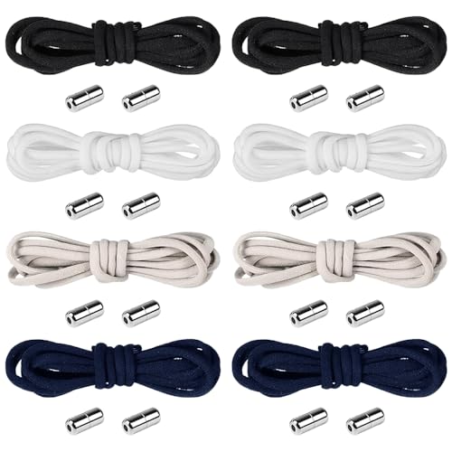 8 Paren Elastische Geen Tie Laces, 100cm Metalen Buckles, Laces, Tie-Free Schoenen met Metalen Buckles, Platte Laces zonder Bouwen, voor alle Volwassenen en Kids Schoenen, Multicolor, Kleine, Multicolour