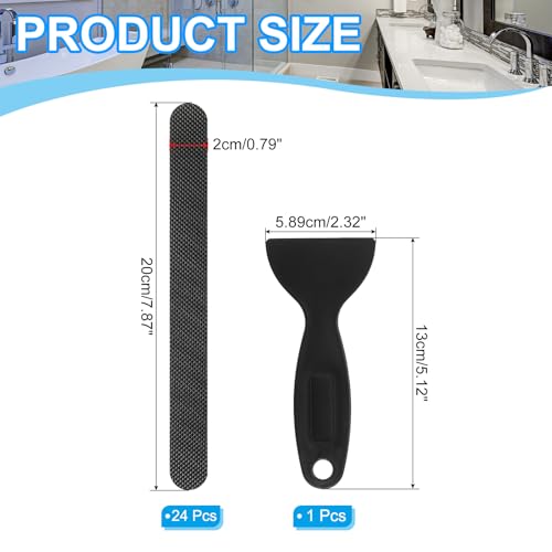 24 Stuks Non Slip Stickers voor Badkuip Veiligheid Douche Vloer Non-Slip Stickers met Self-Adhesive Stickers Scraper voor Badkuip Douche Vloer trap zwart