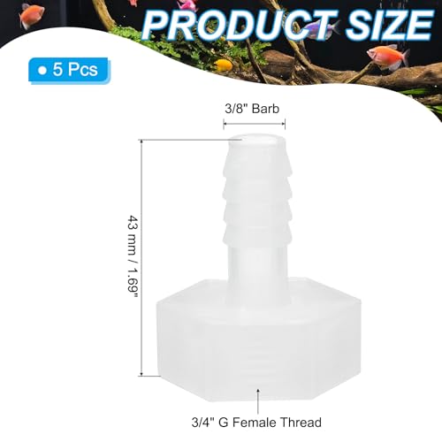 Set van 5 kunststof slangenhouders, 3/8" Barb x 3/4" G Vrouwelijke Thread Adapter Connector Pijp Fitting voor water vloeibare lucht gas brandstof
