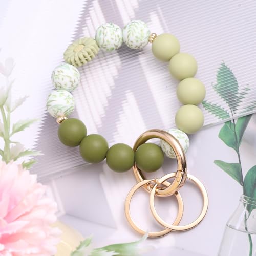 Daisy sleutelhanger polsband, Siliconen kralen sleutelhanger met ring en schattige auto sleutel armband voor vrouwen 3