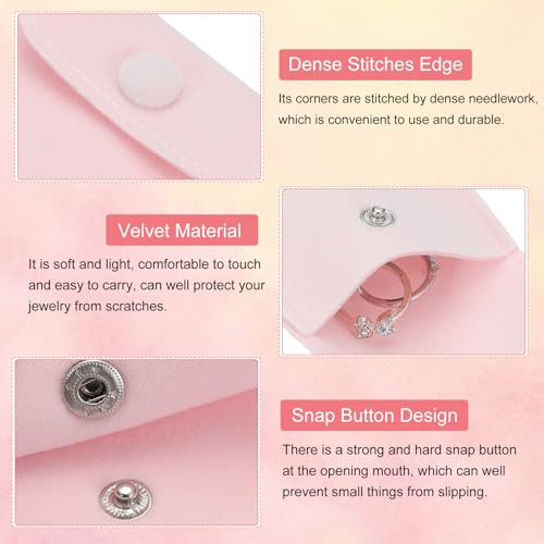 9x4 inch sieraden zakje, 8 stuks zachte fluwelen zakjes met drukknop draagbare opslag voor ringen ketting armband oorbellen horloge, licht roze 3