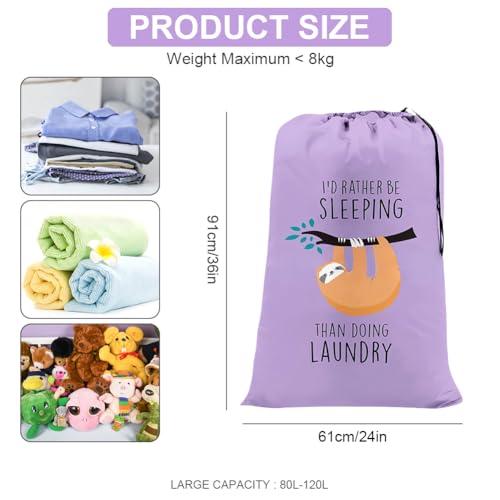 Extra grote waszak, 61x91cm Opvouwbare opslagzak, vuile wastassen, koordsluiting, duurzame traanstop, comfortabel, voor reizen/badkamer/slaapkamer/slaapzaal/slaapzaal-Purple
