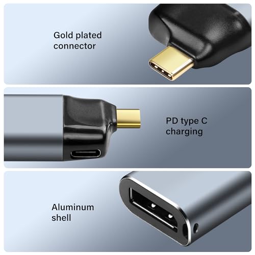 USB C to DisplayPort Adapter 1.4 8K@ 60Hz DisplayPort Plug Type C to Female Adapter met 100W PD voeding voor MacBook Pro 2018 Steam Deck 2019, IPAD Pro/iMac 2020/2018