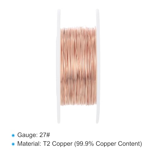 50m Solid Plain koperdraad, 27 meter, Pure koperdraad, 0,35 mm, Zachte draad voor sieraden en bindingen voor metaalfabrieken 3