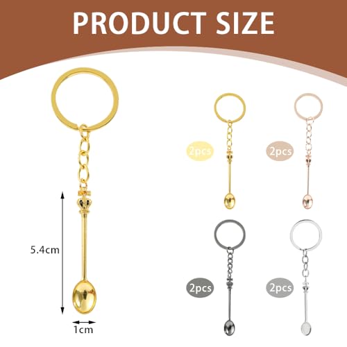 8 stuks Mini Kroon Lepel Sleutelhanger Mini Geneeskunde Lepels Sleutelhanger Ket Kit Kroon Theelepel Charm Leuke Rugzak Hanger Legering Sleutelhanger voor Festival Suiker Thee Kruiden Kerst
