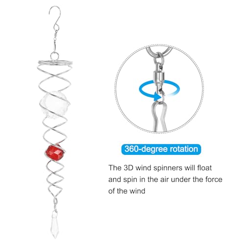 13 Inch Gazing Bal Spiraal staart, Roestvrij staal Wind Spinners Stabilizer met 2 glazen ballen Prism en Hangende Swivel Hook voor Binnen Tuin Decoratie, Rood 3