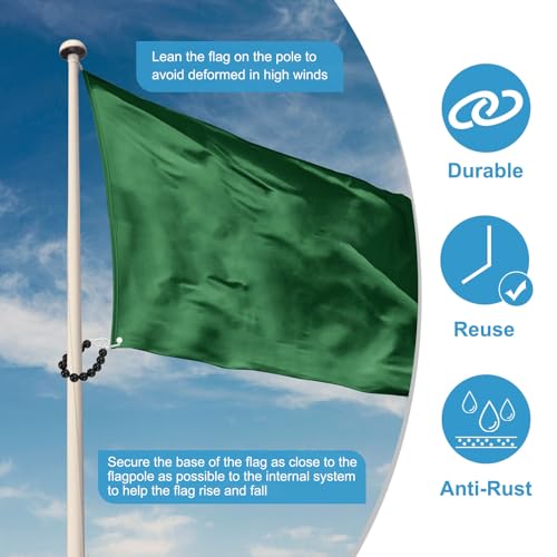 Flagpole Retainer Ring, 15 kralen Mount Ring Accessoires Houd Vlag dicht bij paal met roestvrij staal Kabel voor binnen Outdoor Flagpole, rood / wit / blauw 4