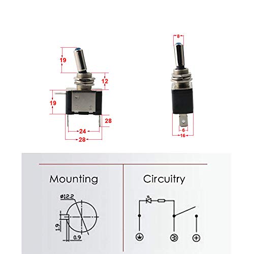 Schakelschakelaar met ledweergave, rode schakelschakelaar voor auto, 12V/20A, SPST schakelschakelaar, aan/uit-schakelaar, rood (3PCS) 4