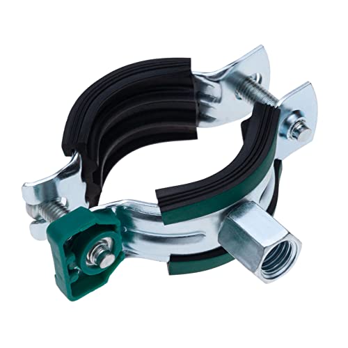 54-58mm buisklem, metalen buishaak met snel los mechanisme, Twee schroefklem met geluidsisolatielijn, KSB2 M8/M10 wandbevestiging, voor stalen, koperen en kunststof buizen (2 PCS)