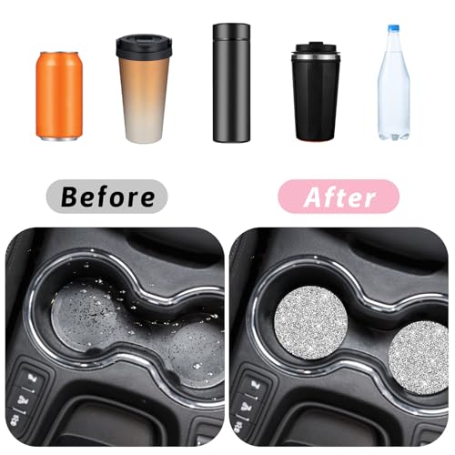 Auto Cup Coaster, 2 stuks Bling Cup houders, Kristal Rhinestone Non-slip schokbestendig Voertuighouders Coasters Drinkbeker Mat Universele Inzet Auto Interieur Accessoires voor 3