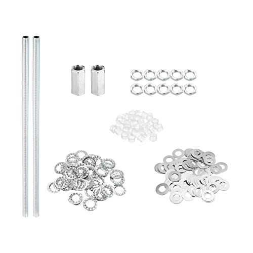 M10 lampbuisset met schroefdraad 30cm met sluitmoerenringen, bevestigingen assortiment hardware voor kroonluchter plafond DIY licht, zink coating
