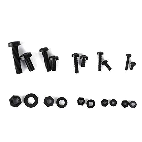 270 Vissen/boîte M2/M2.5/M3/M4/M5 Kit D'assortiment de Rondelles à Vis en Nylon Attachures Matérielles with Boîte de Rangement à Vis(Jeu de vis en nylon noir 270pcs)
