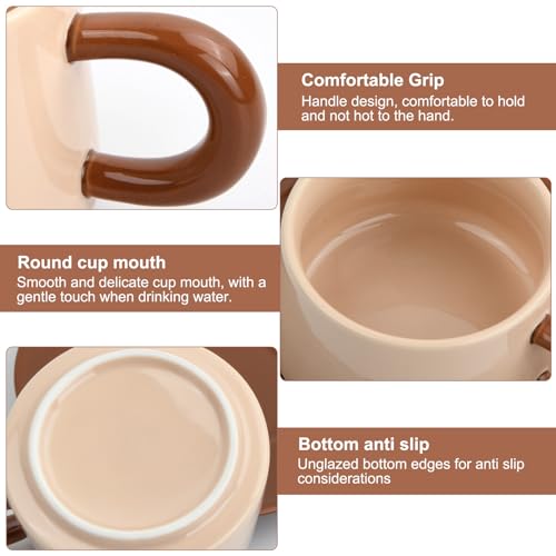 Koffie Beker 220 ml Set van Beker en Saucer, Koffie Bekers en Cappuccino, Middag Thee Beker, Ontbijt Bekers, Keramische, Espresso Bekers met Handvat voor Melk, Moka (Donker Bruin) 3