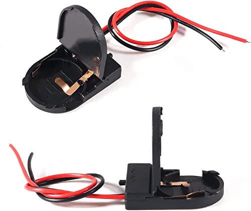 20 st. 1 x 3V Button Cell Batterijhouder, CR2032 Batterijhouder, Button Cell Batterijadapter Clip Socket Aan/uitschakelaar voor LED (zwart) + Crocodile Clips 5