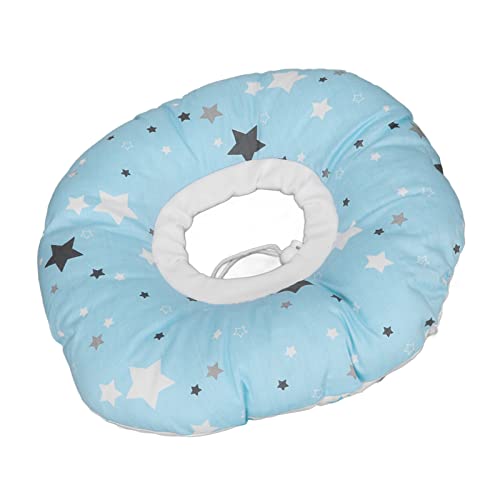 Piercing kussen voor zijsleepers, lichtblauwe ster patroon donut kussen ronde katoen piercing kussen met oorgat voor oorpijn Sores Relief