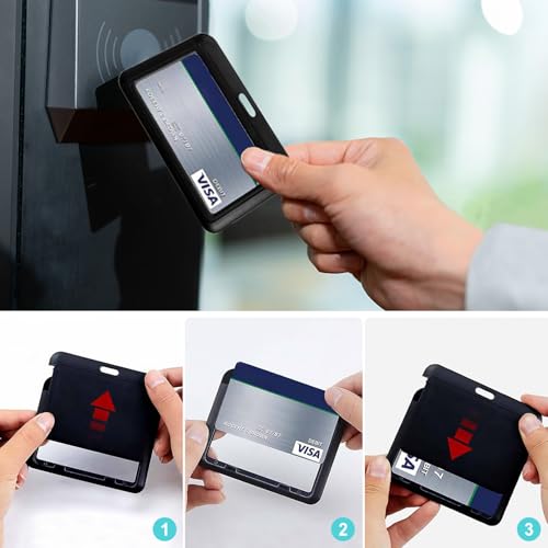 8 stuks ID-kaarthouders, kaarthouder Pouch Schuif-ID Badgehouder, verticale harde plastic hoes met duidelijk venster voor Office, School, Credit Card Pro Mimity Key Driver's licenties en passen 4
