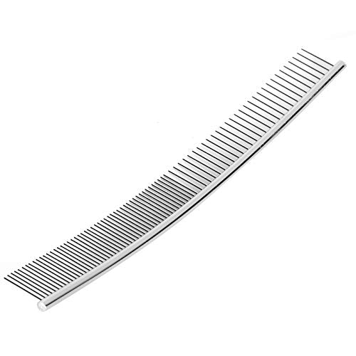 Stainless Steel Curved Dog Comb, Pet Hair Knot Removal Brush, Metalen Crescent Beauty Care Tool (Half Thin en Half Dense Curved Comb) 4