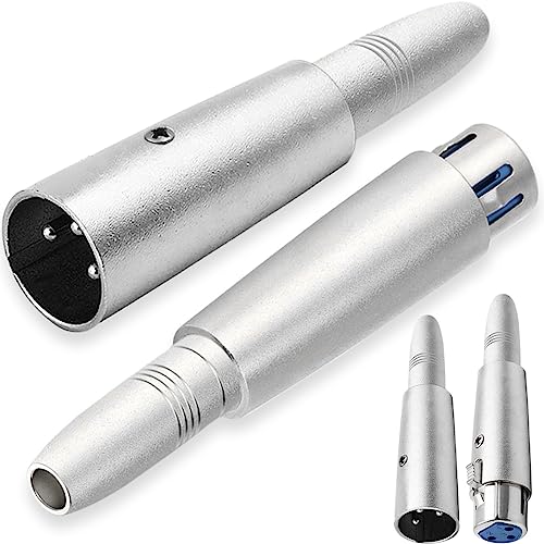 XLR 3 Pin Man tot 1/4" 6.35mm Vrouwelijke Adapter Socket Audio Connector TRS Jack, XLR Vrouw tot 6.35mm Vrouwelijke Microfoon Mixer Stereo Converter, Zilver, 4 stuks