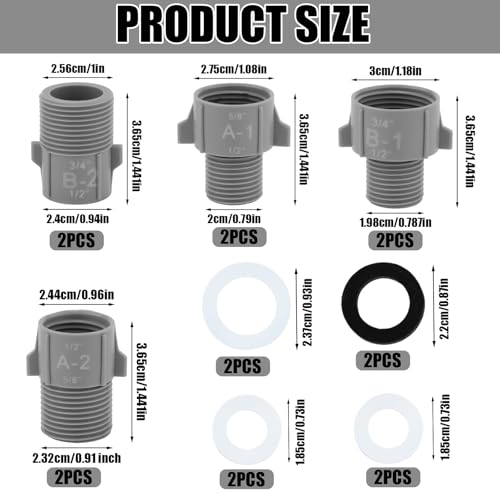 8 stuks Buis Conversion Connectors met 8 ringen, 1/2 inch tot 3/4 inch NPT en 1/2 inch tot 5/8 inch NPT man naar vrouw passen voor het veranderen van slang Diameter