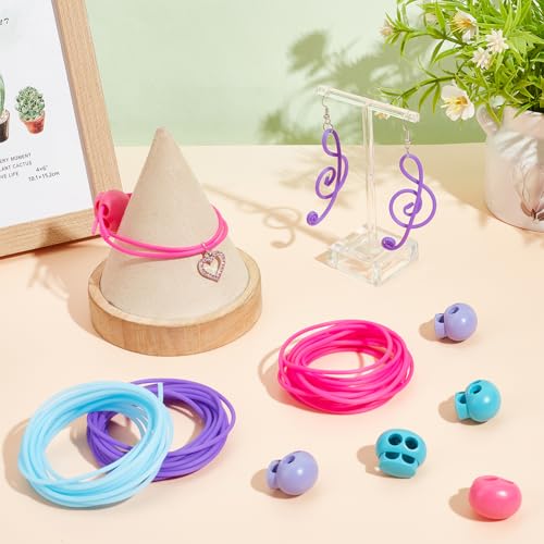 9,8m Stitch Cord, 2mm Holle Rubber Tube, Breien kappers koord met 5.5mm Hole naaldstoppers voor het vasthouden van steken, armband, ketting kralen, kleurrijke 5