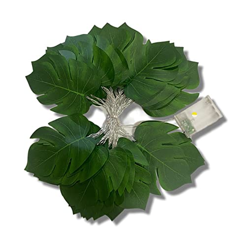 Kunstmatig Monster laat Garland 6m lichte ketting met groene bladeren Hangende Ivy met 40 LED-verlichting Ivy Garland voor bruiloft Party Garden Home Balkon Wanddecoratie 5