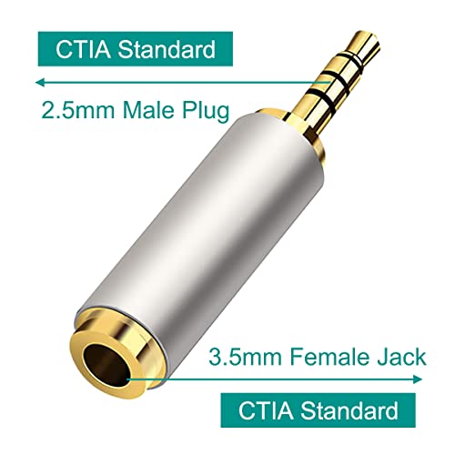 3.5mm Vrouw tot 2,5mm Mannelijke Adapter Hoofdtelefoon Converter Stereo Jack voor Smartphones Microfoon Tablets CD-speler MP3, 5Pcs 3 Ring 2.5mm Plug tot 3,5mm Jack