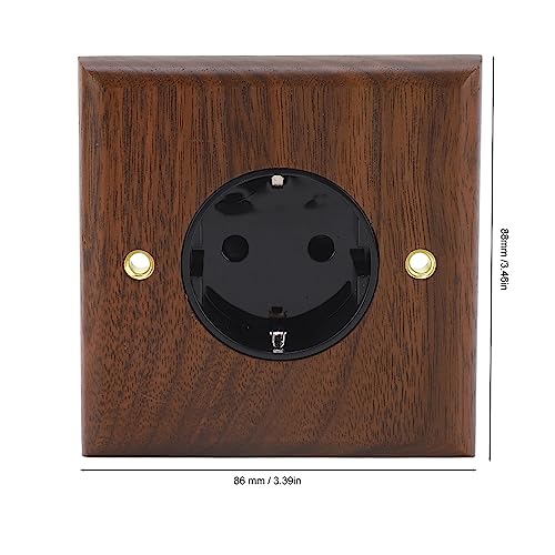 Walnut Electric Wall Power Light Switch Socket Board, 16A 250V, EU-standaard met messing paneel