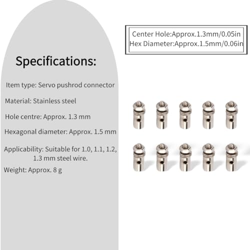 Servo Push Rod Connector, 10Scs/Set 1.3mm Servo Push Rod Connector Verstelbare Duwstang Connector Clutch Stopper