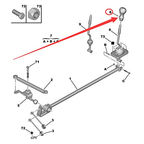 5 Speed Shift Lever, 2403AP Handleiding Shift Head 2403X9 Gear Shift Knob Vervanging voor 106 206 306 406 4