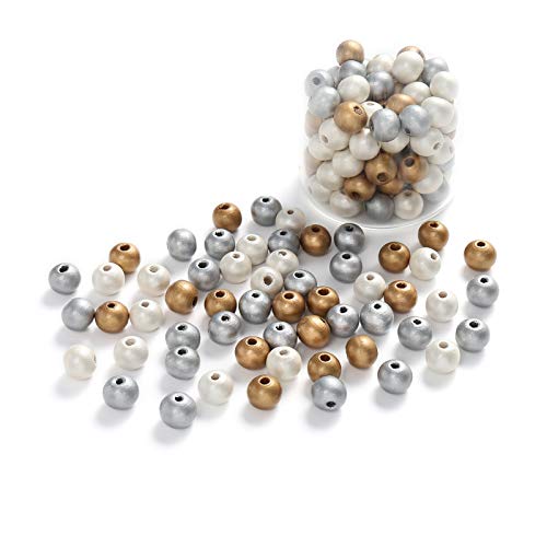 Kralen 450 stuks houten kralen met gat goud zilver wit ambachtelijke kralen voor DIY sieraden 3 kleuren 4