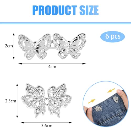 6Pcs Tailleaansteker Broeken Afneembare broek Klemmen Kleefband Bling Kleefband Aanscherping Verstelbare Jeans Knop Pins voor Waist Voor Losse Jeans Pants