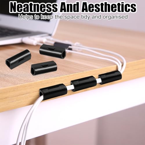 40 st. Zelfklevende Kabelhouders, Kabelhouder Clips, Kabel Clips, Mini Outdoor Kabel Clips met Kleefbanden, Kabelgids, Organisator, voor kantoren, Huis, Muur, Workshop (Zwart) 4
