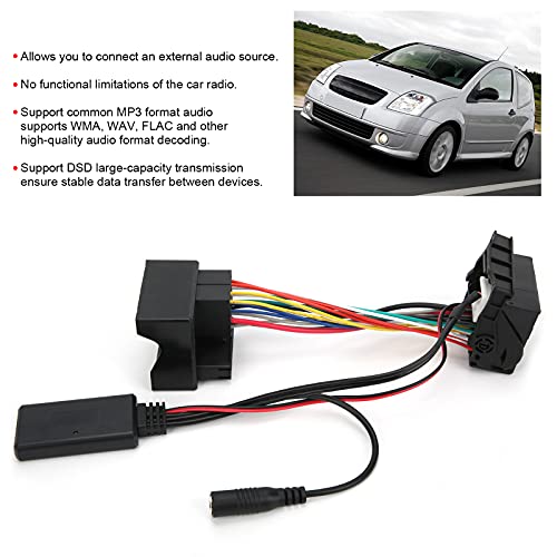AUX-IN Bluetooth Adapter, 12 Pin DC12V Bluetooth Cable AUX-IN Stereo Audio Adapter met Microfoon voor 207 307 407 308