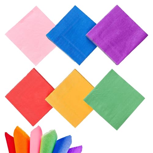 60 stuks Multicolor Paper Napkins, Square Napkins, Rainbow Lunch Dinerware voor verjaardagen, bruiloft, Family Gathering (25x25cm)