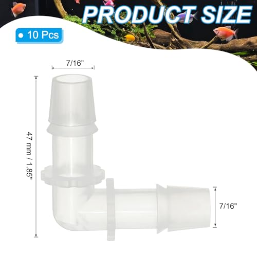7/16 inch Plastic slang Barb 90 Degree Elbow, 10 Pack L-Barb Fittings 2 Way Equal Barbed Joint Connector Splicer Mender slangenadapter Unieadapter voor Aquarium Brandstof Gas