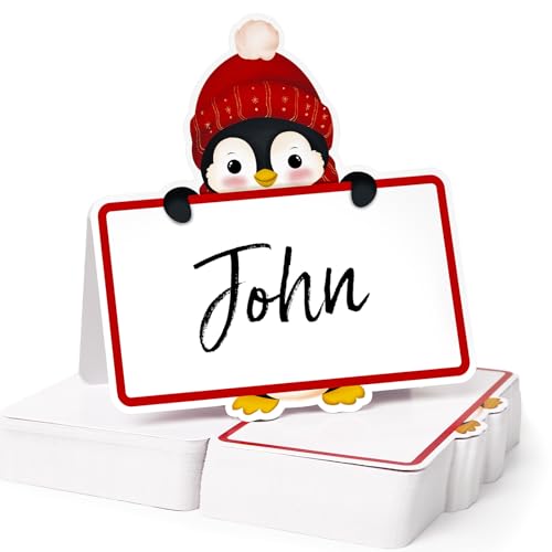 50 Stks Kerstplaats Kaart Pinguïn Tafel Zitkaarten Papier Naam Kaarten Voor Kerst Tafel Instelling Verjaardag Xmas Bruiloft Diner Party Supply