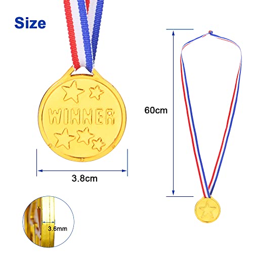 12 stuks medailles, plastic medailles, goud, kinderen, voor sport, wedstrijden, prijzen, partij, awards