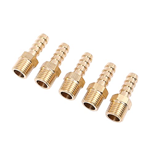 Zee 5 st 8mm tot 1/4" BSP Solid Messing Spine Thread End Connector BSP Pondslang Pondslang Pool/Hose Adapter 5 st 3