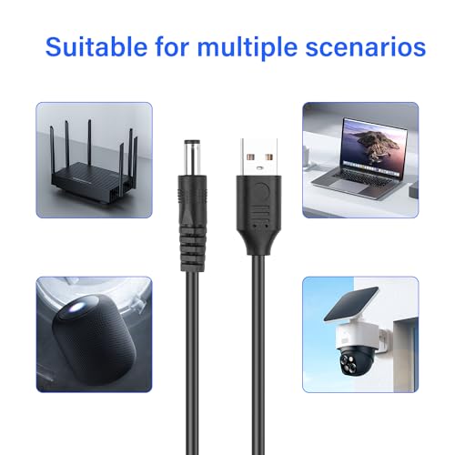 USB naar DC 5.5 x 2.5mm Power Cord 5V/12V 3a 10ft, 2sts 5.5mm Barrel Laadkabel voor laptops/Security Systems/LED Strips/Router 5