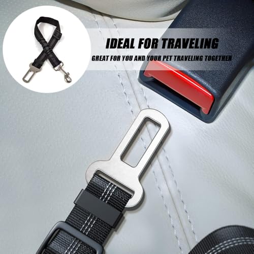 2 st. Verstelbare hondenwagen veiligheidsgordel, Nylon Elastische hondentuig, duurzame veiligheidsgordel Clip Lead Pet Car Harnas Clip 360° Draaibare veiligheidsgordels voor dieren 5