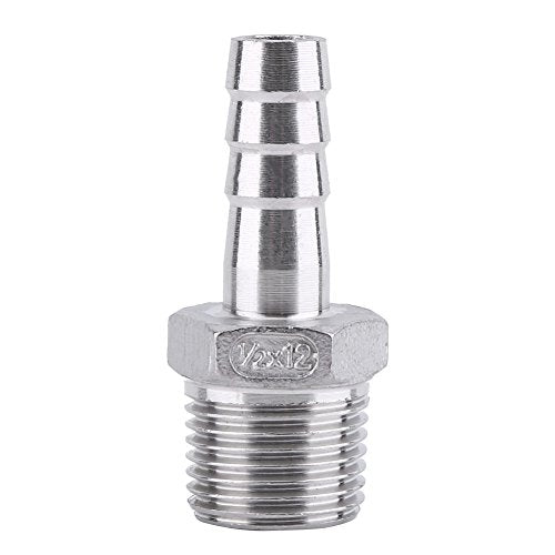 SS304 Man Thread Tube passen Barb slang staart Connector roestvrij staal BSP (1/2" x 12mm)