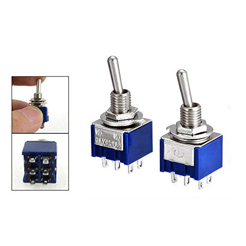 Set van 10 DPDT mini-schakelschakelaars 2-gangs ON-ON AC 6A/125V 6-polige (blauw) 4