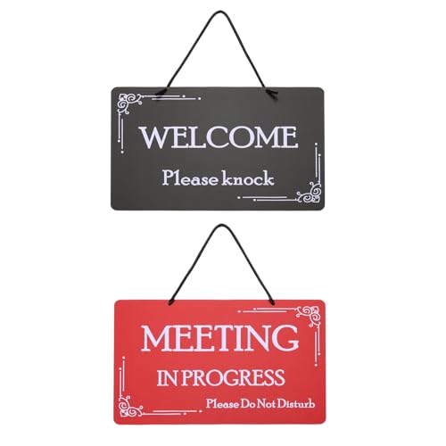 Meeting in Progress Deur Hanger Sign niet storen, PVC Double Sided Welkom Knock Door Sign Decor voor Office, Vergadering, Sessie, Huis, Opname, Rood Zwart, 30cm x 20cm