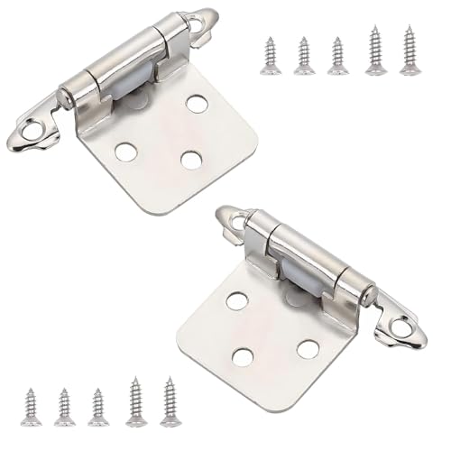 2 stuks Meubilair Kast Scharnieren, Overlay Kabinet Scharnieren 1/2 Inch, Keuken Kabinet Deur Scharnieren voor thuis, Keuken, Slaapkamer, Zilver