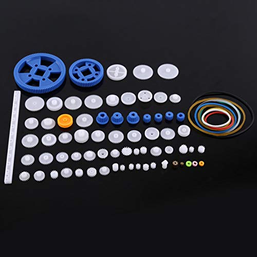 Plastic Gear Set, Pulley tandwielen Combinatie Modulus Pack Rubber riemen Band Plastic Model Accessoires voor DIY Robots RC Speelgoed Auto Vliegtuig(80 Kids)