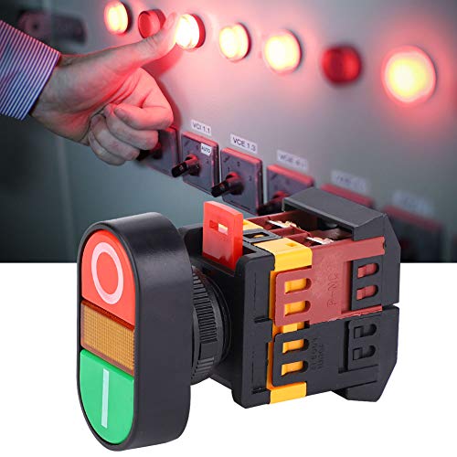 APBB-22 / 25N LED Light Dual Push Button Switch NO + NC Momentary Push Button Switch Red or Green Buttons 74 X 55 X 29MM / 2,91 X 2,17 X 1,14 Inch) (220V) 3