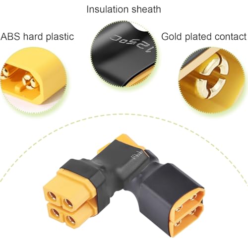 4Pcs XT60 Parallele Connector XT60 Geen Wires Connector 1 Vrouw tot 2 Mannelijke Adapter 1 Mannelijke tot 2 Vrouwelijke Adapter voor RC NiHM Lipo Batterij ESC 4
