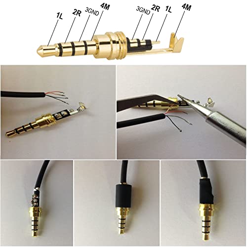 7st 3,5mm Stereo Male Jack Plug, 3.5 voor Soldering Jack Plug, 4 Pin TRRS Headphone Repair Plugs, 3,5mm (1/8 inch), voor DIY Stereo-hoofdtelefoon 4
